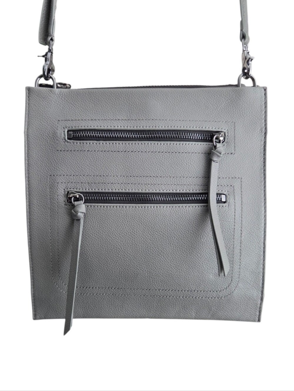 Botkier Chelsea Pancake Leather Gray Crossbody Bag Minimalist